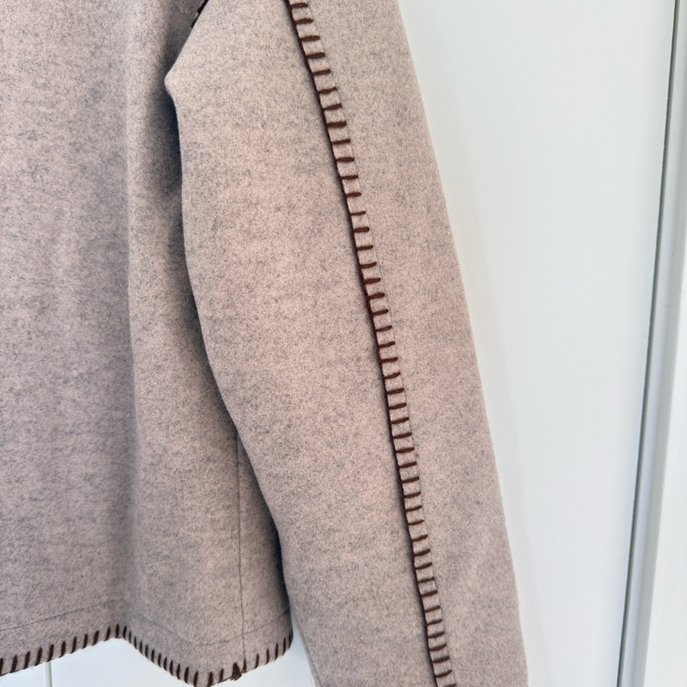 Vici Women's Beige Cardigan with Brown Trim - Picture 13 of 14